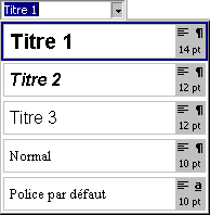 Liste des styles