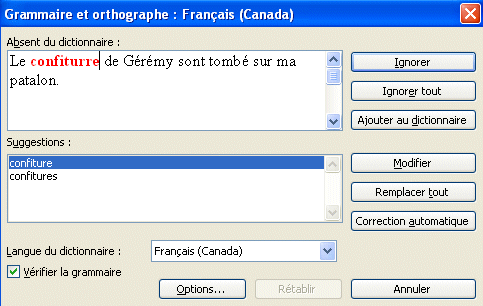 word 2003:outils-grammaire et orthographe