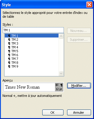 Word 2003 - Modifier le style de présentation des niveaux