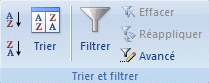 Excel 2007:Données-Trier et filtrer