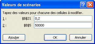 Excel 2007 : Entrer les valeurs du sc&eacute;nario