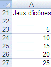 Excel 2007 : Donn&eacute;es pour les jeux d'ic&ocirc;nes