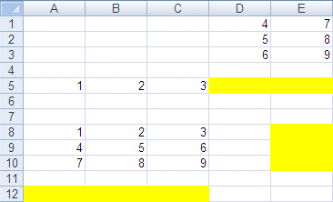 Excel 2007 : Modèle utilisé pour les exercices de somme automatique