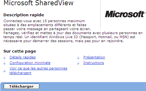 T&eacute;l&eacute;chargement du module Microsoft SharedView