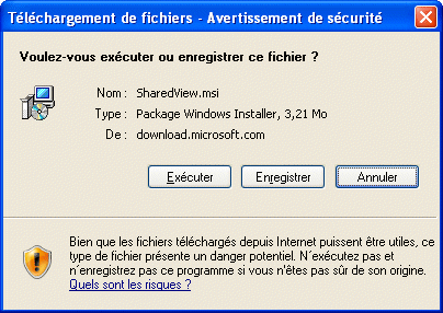 Ex&eacute;cuter l'installation de Microsoft SharedView