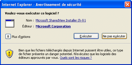 Confirmer l'installation de Microsoft SharedView