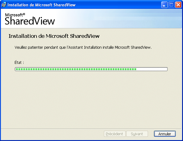 Installation final de Microsoft SharedView