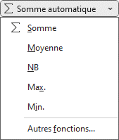 Somme automatique - options
