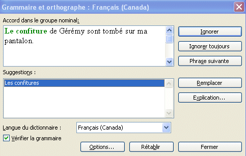 word 2003:Outils-grammaire correction