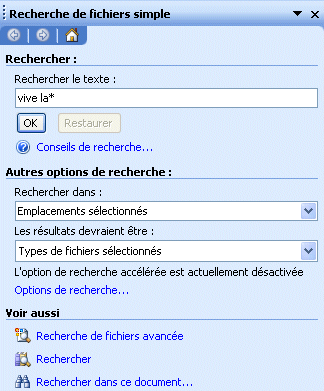 Word 2003 - Recherche de fichier