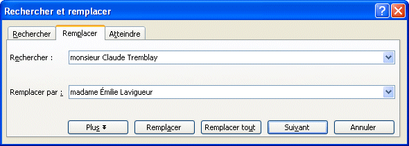Word 2003 - Remplacer du texte