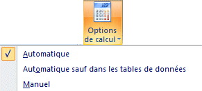 Excel 2007 : Formules - options des calculs2