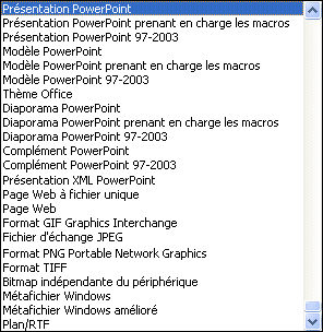 powerpoint 2007 : Enregistrer sous l'un de ces formats de fichiers